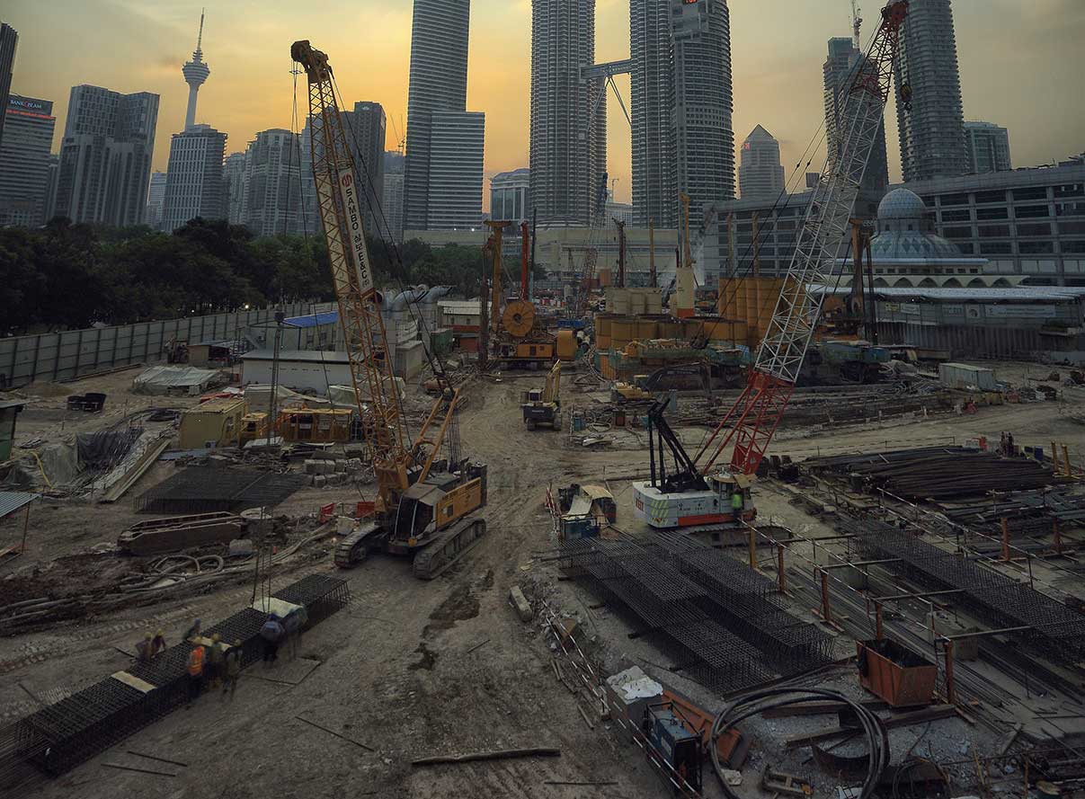 construction site with heavy machinery